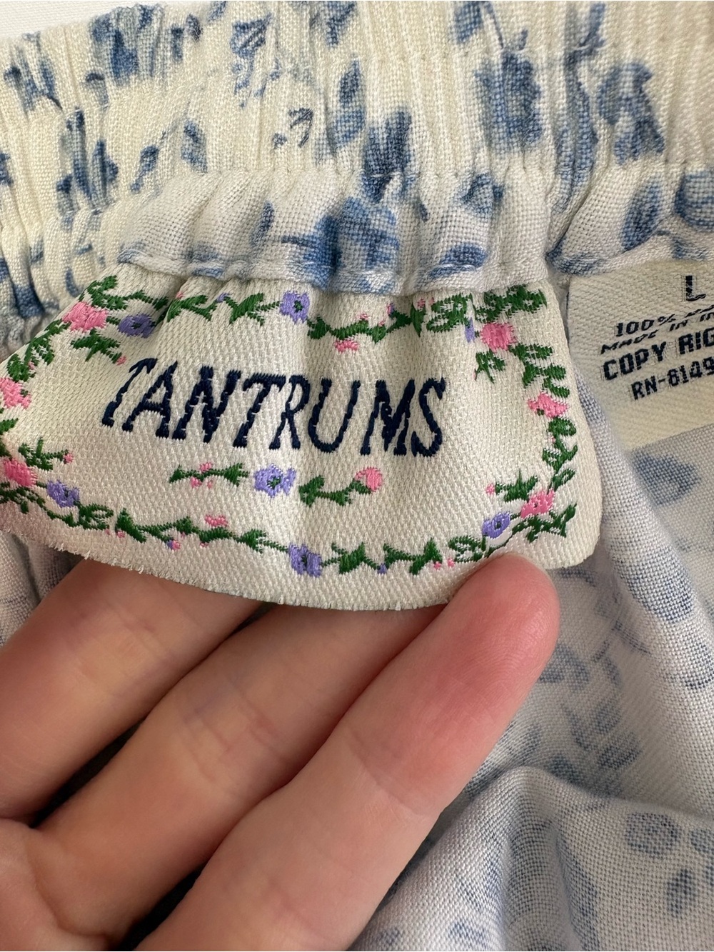 Vintage 90’s Tantrums White and Blue Floral Tiered Maxi Skirt - Picture 5 of 8
